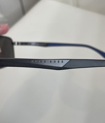 HUGO BOSS BOSS 0697/P/S Polarized Rectangle Sunglasses Black/Gray Metal 135mm