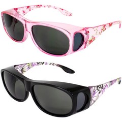 2 Global Vision Fanfare 2 Fit Over Sunglasses Pink & Purple Floral w/Smoke Lens