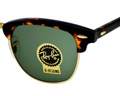 Ray-Ban Sunglasses RB3016 Clubmaster Classic Tortoise Frame Green Lenses 49mm