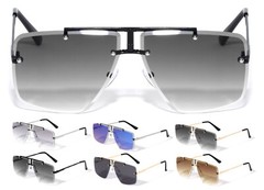 SQUARE RIMLESS PILOT AVIATOR SUNGLASSES SPORT RETRO DESIGNER FASHION OUTDOOR NWT