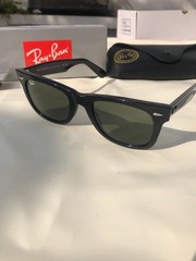 Ray-Ban RB2140 Original Wayfarer Black Sunglasses G-15 Green 50-22 BRAND NEW NWT