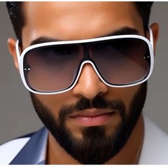 Sunglasses Men Fashion Trendy White Frame UV400 Protect Bold Shield Modern 2026