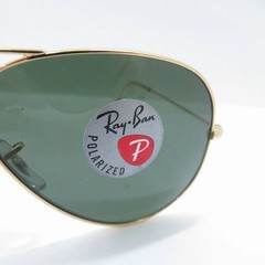 Used RAY BAN Ray Ban AVIATOR Polarized Lens Sunglasses RB3025 Size 58 14 Gold Se
