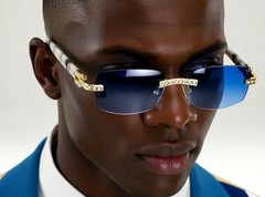 Eyewear Modern Designer Rectangle Retro Black Clear Lens Metal Luxury Woodgrain