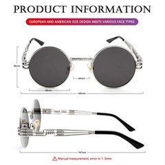 Fashion Metal Retro Round Sunglasses UV400 Vintage 90s Gothic Steampunk Glasses