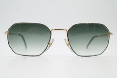 Vintage sunglasses terri brogan 8888 46 gold green square sunglasses eyewear
