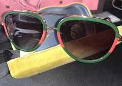 GUCCI AVIATOR Sunglasses WEB Stripe Frame GG0062 Gold/Web Design 57 mm, Italy