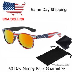 USA AMERICAN FLAG STARS & STRIPES PATRIOTIC SQUARE SUNGLASSES CLASSIC RETRO 80s