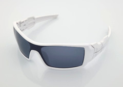 Men’s Sports Wrap Rectangular Sunglasses Matte White Frame Dark Smoke Tint Lens