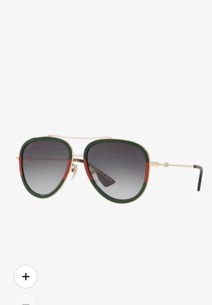 Gucci 0062S_003 Grey Gradient Lens Pilot Sunglasses – Green/Gold