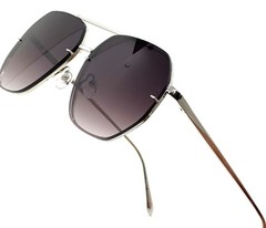 Pilot Sunglasses Men Trendy Classic Shades Square Black Lens Metal Frame Trendy