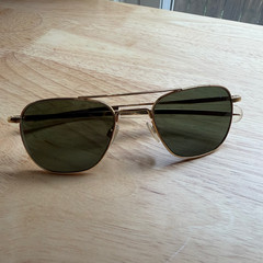 American Optical Original Pilot Sugnlasses 52mm 23K Gold Green Lenses