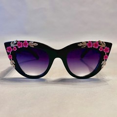 Floral Sunglasses Pink Flower Gold Detail Gradient Lens Coquette UV4