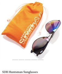 NIB Superdry Hunstman Matte Black Aviator Sunglass