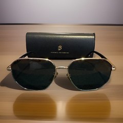David Beckham Men’s Geometric Sunglasses DB 1132/F/S Gold Metal Dark Gray 60-15