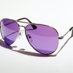 PURPLE LENS AVIATOR STYLE SILVER METAL FRAME WOMEN MEN SUNGLASSES 90 SHADES UVB