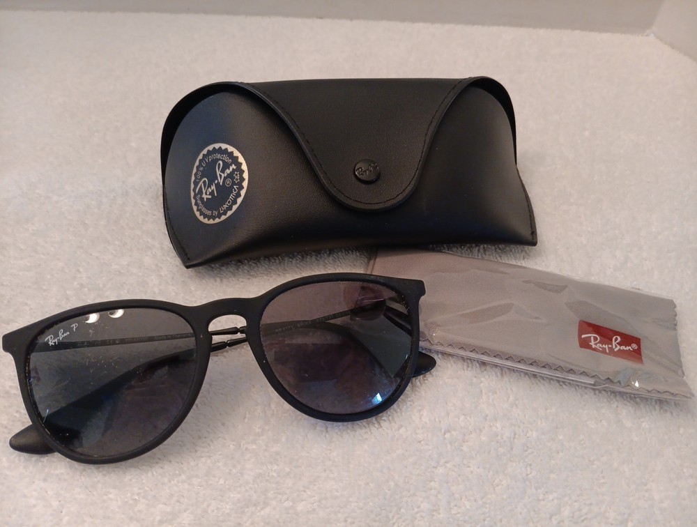 Pre-Owned Ray-Ban Erika RB4171 622/T3 54mm Polarized Black/Gray w/ Case See Pics