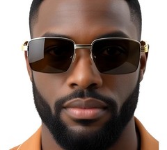 Dark Brown Lens Square Gold Marble Men Shades Outdoor Small Rapper Glasses Fancy