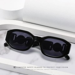 Irregular Oval Sunglasses Metal Rose Accent UV400 Unisex Retro Fashion Shades