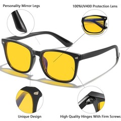 Night Vision Glasses for Driving Square Anti Glare UV400 Protection Lightweig…