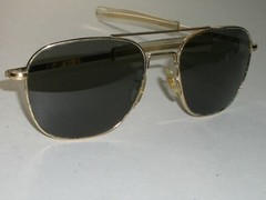57[]20MM AMERICAN OPTICAL USA GOLD ELECTROPLATED UV PILOT AVIATOR SUNGLASSES