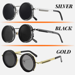 Adjustable Tint Polarized Round Sunglasses UV400 Metal Frame for Unisex 1-9 Gear
