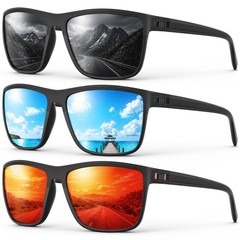 Square Polarized Sunglasses for Men, 3 Pack Lightweight UV Protection Sun Gla…