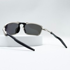 Oakley Badman OO6020 X-Metal Polarized Sunglasses Silver Frame Purple Lens