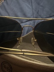 Ray-Ban Men’s Aviator Sunglasses Gold Metal Frame Black G-15 Glass Lenses