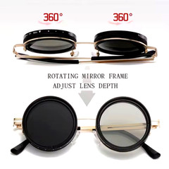 Polarized Round Sunglasses ND9 Adjustable Dimming Retro Fishing UV400 Shades, US