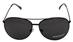 Timberland Sunglass Mens Shiny Black Metal Aviator Solid Smoke Lens TB7181 1A