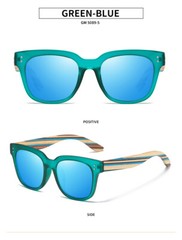 Handmade Unisex Wood Polarized Sunglasses Wooden Temple Square Outdoor Glasses