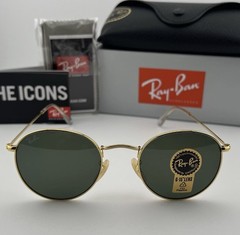 New Ray-Ban Round Metal Gold/ G-15 Green 53 mm Sunglasses RB3447 53MM Large