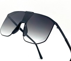 SUNGLASSES MEN DESIGNER RECTANGULAR STYLE GOLD FLAT BLACK LENS TOP BAR MODERN