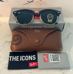 Store Display Rayban Clubmaster Tortoise RB3016 Green G15 Lens Men / Women 51mm