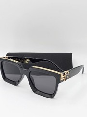 LV Louis Vuitton Sunglasses Black Lens Gold Frame Unisex Birthday Fashion Gifts