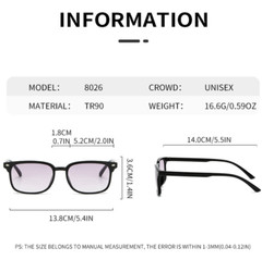 Unisex TR90 Square Tinted Bifocal Reading Glasses Lightweight Outdoor Sunglasses