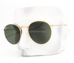Ray-Ban RB 3447N 001 Sunglasses Round Flat Arista Gold G-15 Glass 53mm w/case
