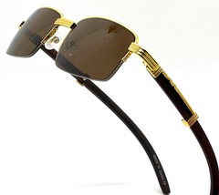 Dark Brown Lens Square Gold Marble Men Shades Outdoor Small Rapper Glasses Fancy