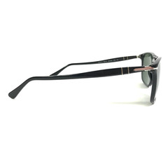 Persol Sunglasses 3059-S 95/31 Polished Black Rectangle Frames with Green Lenses