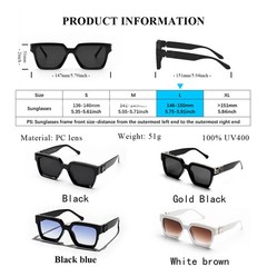 Retro Square Sunglasses UV400 Black Fashion Eyewear for Men Women