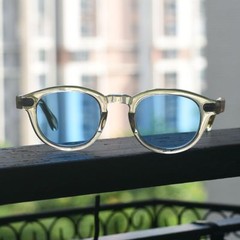 Johnny depp men’s blue sunglasses women’s flesh acetate glasses blue lens UV400