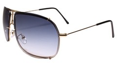 Designer Modern Upscale Fashionable Dapper Gold & Blue Rectangle Sunglasses