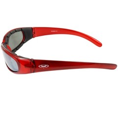 Global Vision Chicago Padded Motorcycle Sunglasses Red with Flash Mirror Lenses