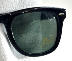 Vintage Black Classic 80s Retro Sunglasses Green/Gray Lens, UV protection, China