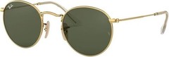 Ray-Ban Adult RB3447N Round Flat Polished Arista Gold/G-15 Green 50mm Sunglasses