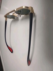 Men’s Geometric Gold Metal Frame Sunglasses w/ Green Tinted Plastic Lenses