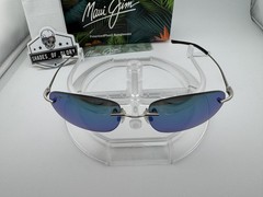 MAUI JIM NANEA MJ 332-17M MATTE SILVER W/ GREEN POLARIZED RIMLESS SUNGLASSES NEW