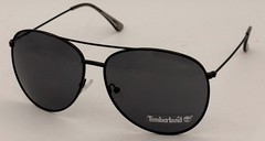 Timberland Sunglass Mens Shiny Black Metal Aviator Solid Smoke Lens TB7181 1A
