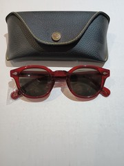 MOSCOT Lemtosh Ruby Red Frame Clear Lens Sunglasses Handmade Unisex